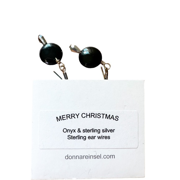 Donna Reinsel NEW Sterling Silver Black Onyx & Glass Dangle Earrings - Picture 3 of 3
